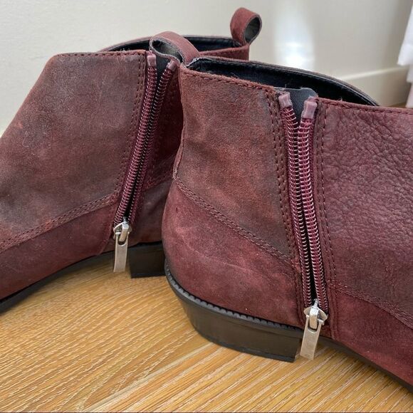 Franco Sarto-Burgundy Pre-distressed Ankle Bootie - Picture 6 of 11
